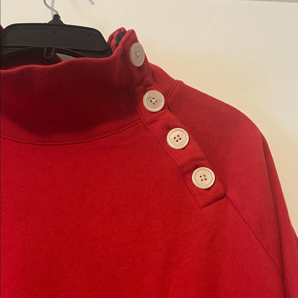 J Crew- 4 Button Vibrant Red Sweatshirt, EUC - Picture 5 of 15